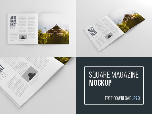 Square Magazine Mockup BluGraphic free template PSD